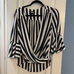 INC International Concepts Black and White Striped Blouse